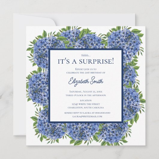 Het is een Surprise 21st verjaardagsfeestje Blue H Kaart (Voorkant)