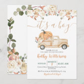 Het is een Tjonge pompoenwagen Rustic Floral Baby  Kaart (Voorkant / Achterkant)