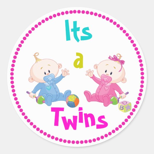 Het is een tweeling Baby shower Sticker (Voorkant)