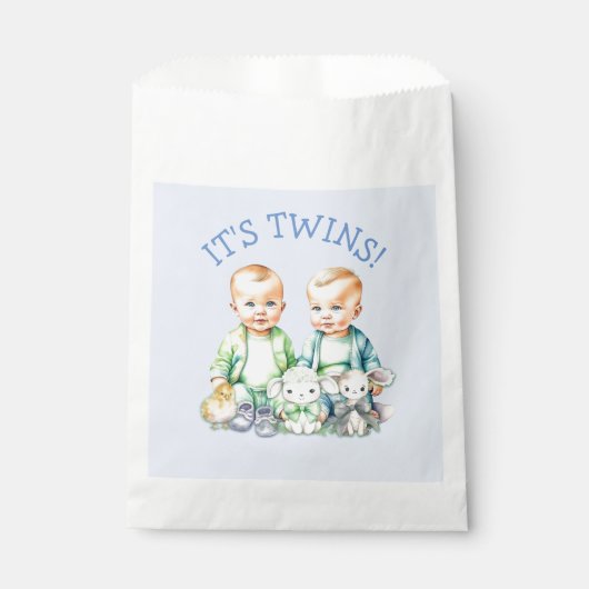 Het is een tweeling! Schattigee jongen tweeling Ba Bedankzakje (Voorkant)