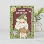 Het is een uitnodiging voor een kerstpyjama-feest (Staand voorkant)