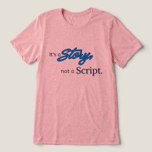 Het is een verhaal, geen script – donkerblauwe tek Tri-Blend shirt