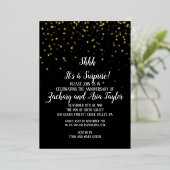 Het is een verrassende Confetti op Black Party Gol Folie Uitnodiging (Staand Voorkant)