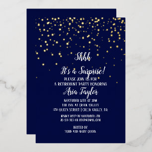 Het is een verrassende Confetti op Navy Blue Gold Folie Uitnodiging