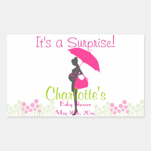 Het is een verrassing! Magenta Silhouette Baby sho Rechthoekige Sticker