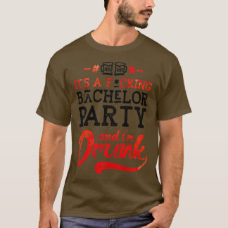 Het is een vrijgezellenfeest en hij is drink t-shirt