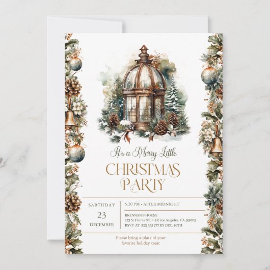 Het is een vrolijk klein kerstfeest uitnodiging (Voorkant)