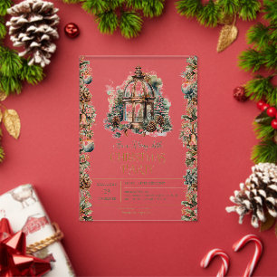 Het is een vrolijke kleine kerstfeest uitnodiging acryl uitnodigingen