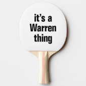 het is een warren ding tafeltennisbatje (Achterkant)