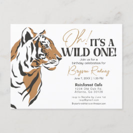 Het is een wild oerwoud tijger op de eerste verjaa briefkaart