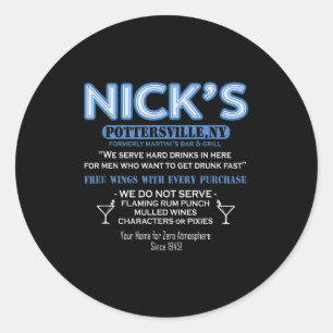 Het is een wonderbaarlijk leven Nicks Bar George B Ronde Sticker