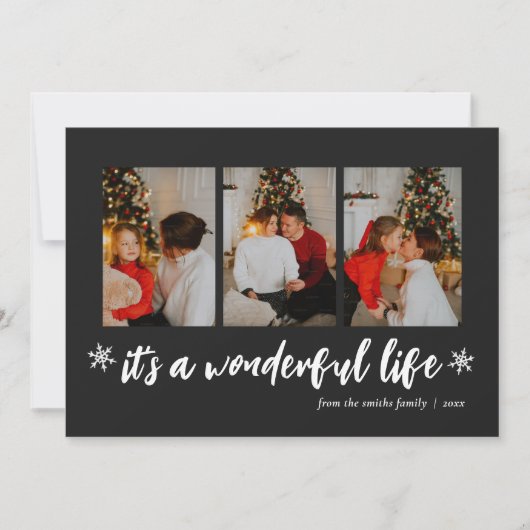 Het is een wonderbaarlijk leven Zwart Kerstmis 3 F Feestdagenkaart (Voorkant)