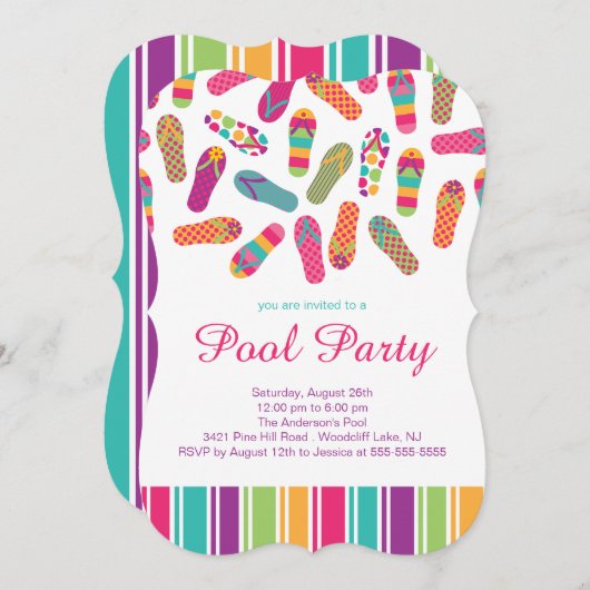 Het is een zomer Flip Flop Pool Party Uitnodiging (Voorkant / Achterkant)