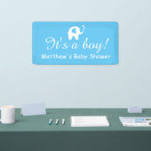 Het is een zoontje aangepaste blauwe baby shower b spandoek (Beurs)