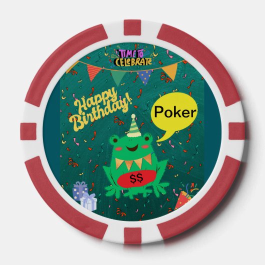 Het is eindelijk mijn verjaardag 29 feb kikker Con Poker Chips (Voorkant)