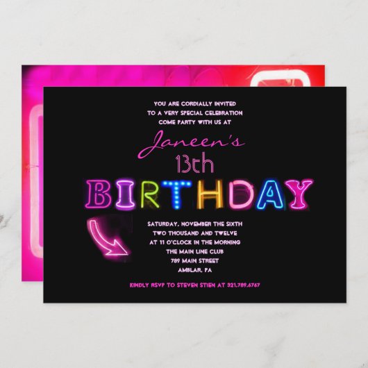 HET IS ELEKTRISCH! 13e verjaardag Uitnodiging (Voorkant / Achterkant)