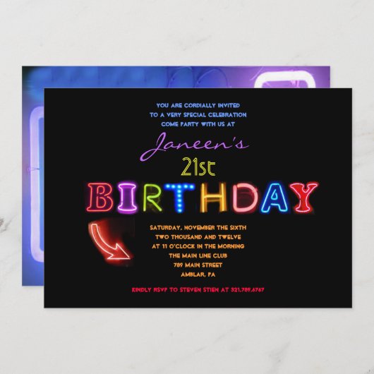 HET IS ELEKTRISCH! 21e uitnodiging voor een uitnod (Voorkant / Achterkant)