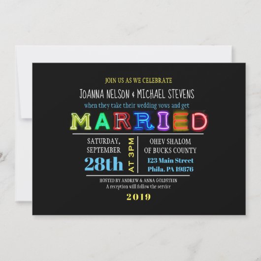 HET IS ELEKTRISCH! NEON SIGN Wedding Invitation Kaart (Voorkant)