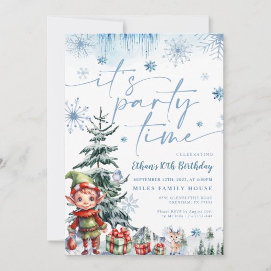 Het is feest tijd Kerstmis verjaardag uitnodiging (Voorkant)