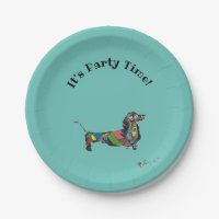 Het is feesttijd! Papieren Borden met Dachshund