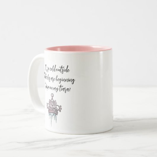 "Het is freezin" Icicles" Diva Two-Tone Coffee Mok (Voorkant links)