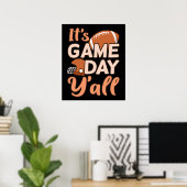 Het is Game Day Y'all Football Player Coach Poster (Thuiskantoor)