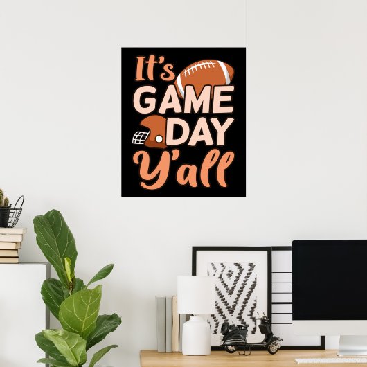 Het is Game Day Y'all Football Player Coach Poster (Thuiskantoor)