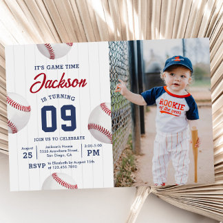Het is Game Time Baseball Verjaardag Party Foto Kaart