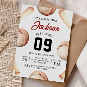 Het is Game Time Baseball verjaardagsfeestje Kaart