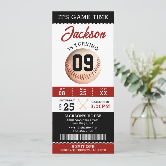 Het is Game Time Baseball verjaardagsfeestje Kaart (Staand voorkant)