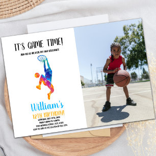 Het is Game Time Basketbal Verjaardag Uitnodiging