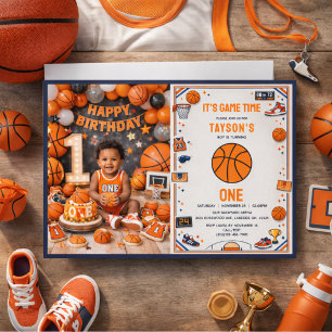 Het is Game Time Basketball 1e verjaardag Rookie j Kaart