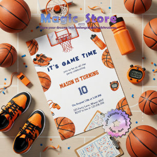 Het is Game Time Watercolor Basketbal Verjaardag Kaart