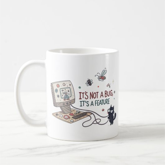 "Het is geen bug, het is een functie" Coffee Mok (Links)