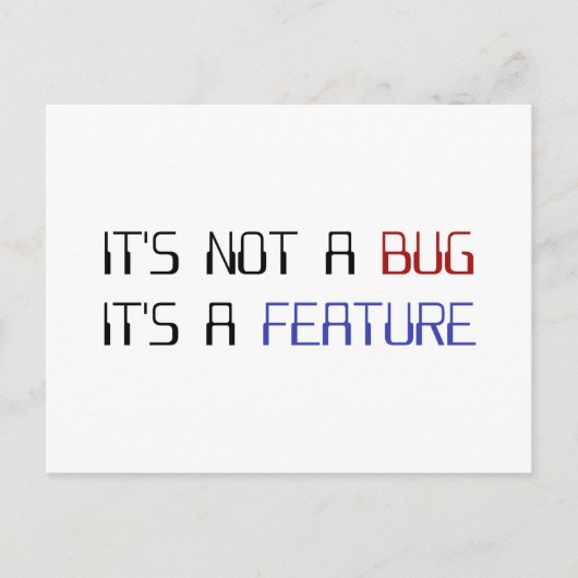 Het is geen Coding Bug Het is een Programmeringsfu Briefkaart (Voorkant)
