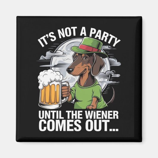 Het is geen feest tot Dachshund Irish Beer Wiener Magneet (Voorkant)