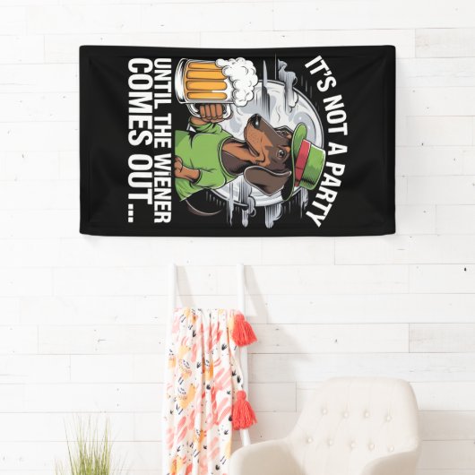 Het is geen feest tot Dachshund Irish Beer Wiener Spandoek (Insitu)