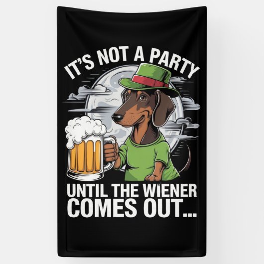 Het is geen feest tot Dachshund Irish Beer Wiener Spandoek (Verticaal)