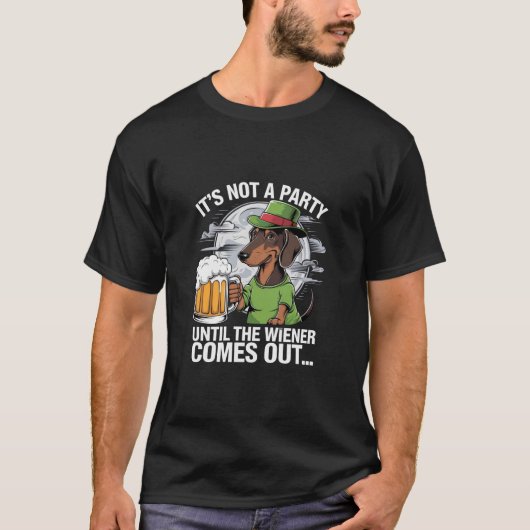 Het is geen feest tot Dachshund Irish Beer Wiener T-shirt (Voorkant)