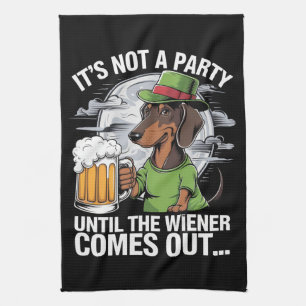Het is geen feest tot Dachshund Irish Beer Wiener Theedoek