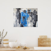 'Het is gemaakt' Blauw en grijs Abstract Poster va (Keuken)