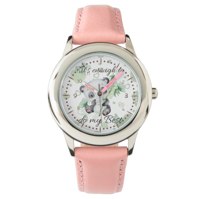 Het is genoeg | Schattige bevestigingen | Panda Horloge (Voorkant)