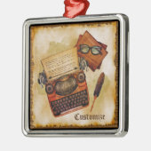 Het is geschreven in het metalen ornament (Links)