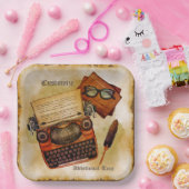 Het is geschreven in het  papieren bordje (Feest)