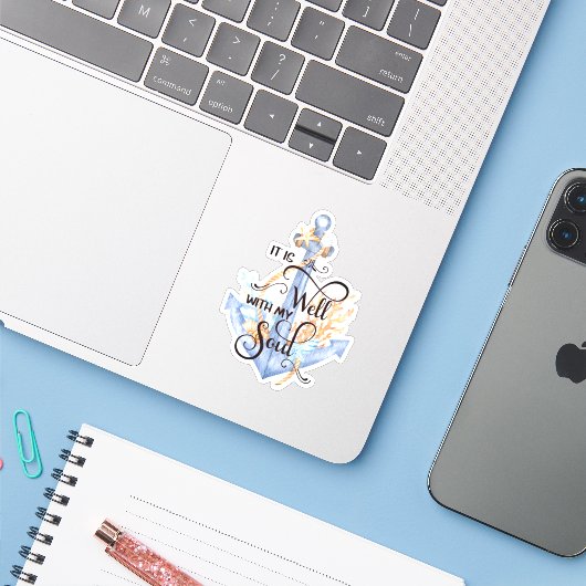 Het is goed anker sticker (Laptop met iPhone)