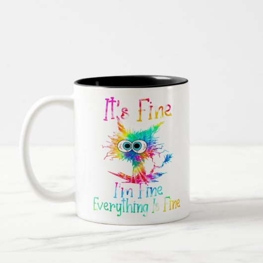 Het is goed dat ik alles goed vind.. tweekleurige koffiemok (Links)