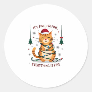 Het Is Goed Ik Ben Goed Alles Is Goed Xmas Kat Ker Ronde Sticker