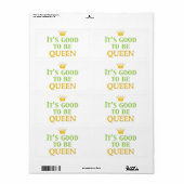 Het is goed om koningin te zijn! etiket (Full Sheet)