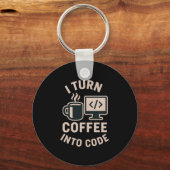 Het is grappig dat je koffie omzet in code sleutelhanger (Voorkant)