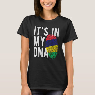 Het is grappig in mijn DNA Mauritius vlag Fingerpr T-shirt